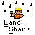 Pixelated character with yellow hat and sunglasses holding green drink, surrounded by black musical notes on gray background.