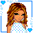 A 3x3 grid of pixel art frames showing a cartoon character's upper body, torso, and legs with repeated text "sorry boys.. im taken" in blue block letters on white backgrounds bordered by light blue hearts and squares.