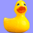 Four yellow rubber duck icons arranged in a against a solid light purple background, each showing different head positions and beak states
