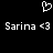 Pixelated white heart symbol above two identical lines of text reading 'Sarina <3' on a black background.