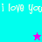 A four-quadrant with cyan, purple, magenta, and blue backgrounds displaying 'i love you' text and two pixelated star icons