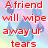 A pixelated image with red, yellow, and blue text over a character illustration on the left, black background with white and cyan text in the middle, and purple text over a teddy bear graphic on the right.