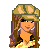 Pixel art of a female character with long brown hair wearing a camouflage cap and yellow top, paired with pink text reading "i've got style wit me i will class you mess kick your ass" on a white background.