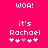 Pixelated text on bright pink background with animated heart symbols changing position.