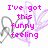 Pixelated pink text reads 'I've got this funny feeling that... I love you <3' over a white background with gray and purple heart outlines.
