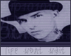 A monochrome image of a person wearing a dark fedora and dark clothing, with a visible neck tattoo, displayed in a of three and three