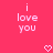 Pixelated text 'i love you' in white on pink background with two pixel hearts below, animated to alternate between solid and outlined heart shapes.