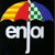 A static buddy icon featuring a colorful umbrella with yellow, red, green checkered, and blue sections above the text 'enjoy' on black background.
