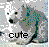 Pixelated icon with abstract teal and gray shapes on a light background, featuring the word 'cute' in bold black text at bottom center.