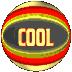 A spherical icon with red, yellow, and gold stripes rotates to display text on a dark gray oval background.