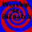 Four identical display red and blue spiral backgrounds with black text reading "Worship. Me. BiZnatch" in a pixelated font