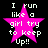 Four identical pixelated images of a pink star with white text reading "I run like a girl try to keep Up!!" on a black background.