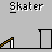 Pixel art animation of a character performing skateboarding tricks on ramps and rails, with text "Shater" above each frame.