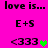 A bright pink background displays repeated text and symbols with a green heart animation changing to a gray heart.