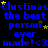 Blue text on black background reads "Christinas the best person ever made! <3" with yellow stars scattered throughout, repeated in a pattern