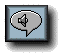 Four square icons with light blue backgrounds show a gray speech bubble containing a speaker symbol with sound waves, each icon displaying a different animation frame.