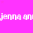 A bright pink background with repeated white text 'jenna anjenna' and small light pink stars, partially obscured by a gray rectangle.