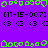 Purple background with green pixelated shapes and repeated black text elements in a pattern