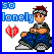 Pixelated buddy icon featuring a seated character with crossed arms, red heart symbol, and text elements on blue background.
