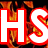Flames background with white text 'HS FLAMES' and '#4' outlined in red, static image.