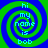 Four identical pixelated spiral patterns with blue and green concentric rings, each containing the text 'hi my name is bob' in cyan block letters.