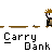 Pixel art animation of a character with spiky hair carrying green objects , each labeled 'Carry Dank' below