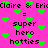 Static pixel art with bright pink background, green heart shapes scattered throughout, and repeated text phrases in black blocky font.