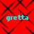Red background with black diamond-shaped pattern and four cyan 'gretta' text instances
