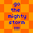 Blue text 'go the mighty storm !!!!' on orange background with two distinct pixelated patterns.