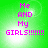 Green background with pink pixelated text reading "Me AND My GIRLS!!!!!!" arranged in four quadrants, each with a bright white light effect.