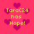 Pixelated pink background with yellow text 'TaraC24 has Hope!' repeated four times, surrounded by dark pink hearts and a single downward-pointing triangle.