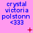 A static image with blue text reading 'crystal victoria polstonn <333' on a pink background, featuring red symbols and dots in various positions across three