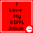 Red square icon with black text reading "I Love My BIFFL Jillian" and a white pixelated ghost on the right side, displayed in a