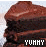 A 3x3 contact sheet of an animated chocolate cake icon showing frame-by-frame color changes in the text and frosting highlights.