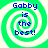 Four identical green and white spiral patterns with blue text reading 'Gabby is the best!' arranged in a