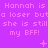 A static image with a solid purple background displays repeated text in light pink pixelated font, with small symbols between text blocks.