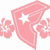 Six variations of a stylized 'F' icon with star and floral elements in pink, multicolor, red, black, gray, and blue color schemes.