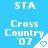 Blue background with white text 'STA' at top, 'Cross Country '07' below, and a small heart symbol in the bottom-right corner of each section.