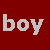 Red background with white pixelated text reading 'boy bands' and 'suck' partially visible, with a gray rectangular overlay on the right side.