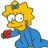 Pixelated character with yellow hair and blue outfit holding red object, white background, static image