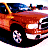A 48x48 pixel animated contact sheet showing two frames of a buddy icon featuring a red car and a grayscale character face, with visible dithering and pixelation typical of early internet graphics.