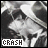 Animated contact sheet showing a sequence of frames where text changes from 'CRASH' to 'INTO ME.' with a white star symbol appearing in the bottom-left corner of later frames.