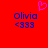 Red background with blue text 'olivia' and '<333', a pink pixelated heart above the left text block, static image.