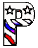 A stylized letter P with star accents and striped patterns in red, white, and blue, displayed across multiple variations.
