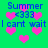 Pixelated green background with blue text and pink hearts, repeating 'Summer <333 I can't wait' in two across the image