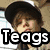 A split- image with two distinct Justin Bieber portraits, each overlaid with bold text reading 'Teags' and 'Luv's' respectively, with 'Justin Bieber' text below