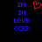 A static digital image displays blue text and a red heart symbol on black background, with identical left and right sides.