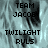 Pixelated image with text overlays on a light blue and gray background, showing repeated phrases in a