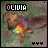 A static image of a dog with rainbow-colored fur, positioned on grassy background beneath the name 'OLIVIA' in pixelated text.