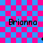 Pixelated text 'Brianna' appears in four positions on a pink and blue checkered background with faint lines
